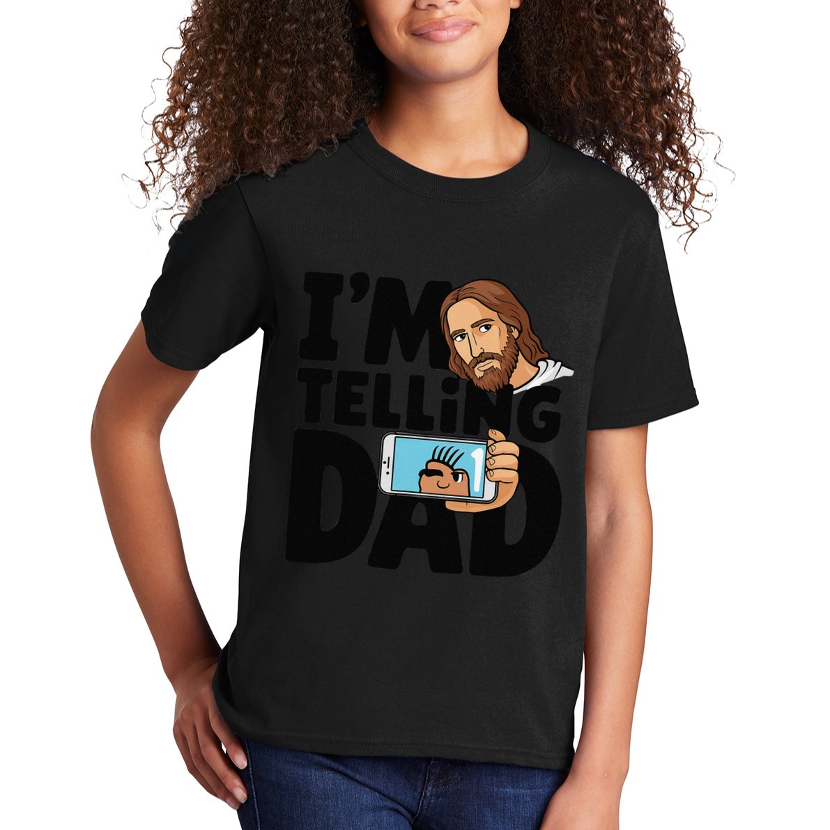 Funny Jesus IM Telling Dad Religious Kids T-Shirt