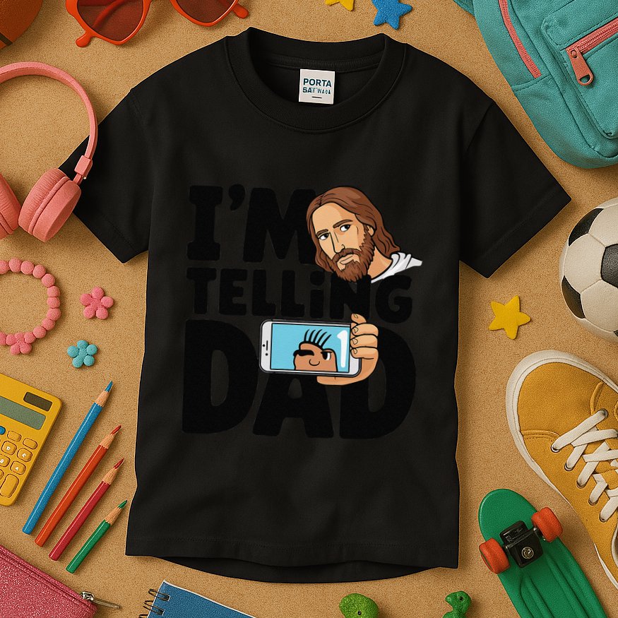 Funny Jesus IM Telling Dad Religious Kids T-Shirt