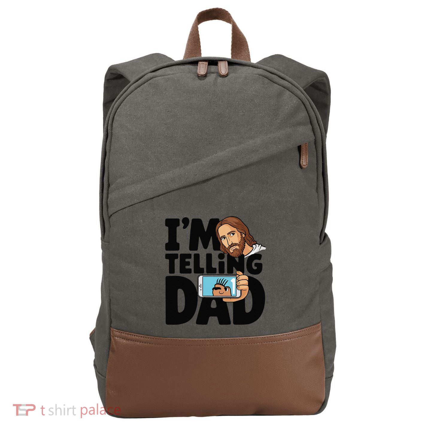 Funny Jesus IM Telling Dad Religious Cotton Canvas Backpack
