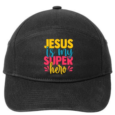 Funny Jesus Is My Superhero Christian Cute Powerful Love God 7-Panel Snapback Hat