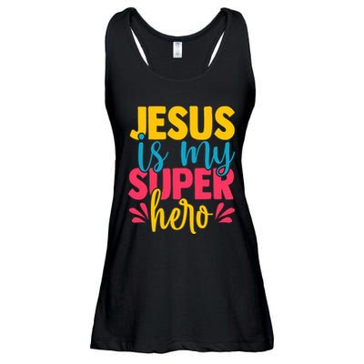 Funny Jesus Is My Superhero Christian Cute Powerful Love God Ladies Essential Flowy Tank