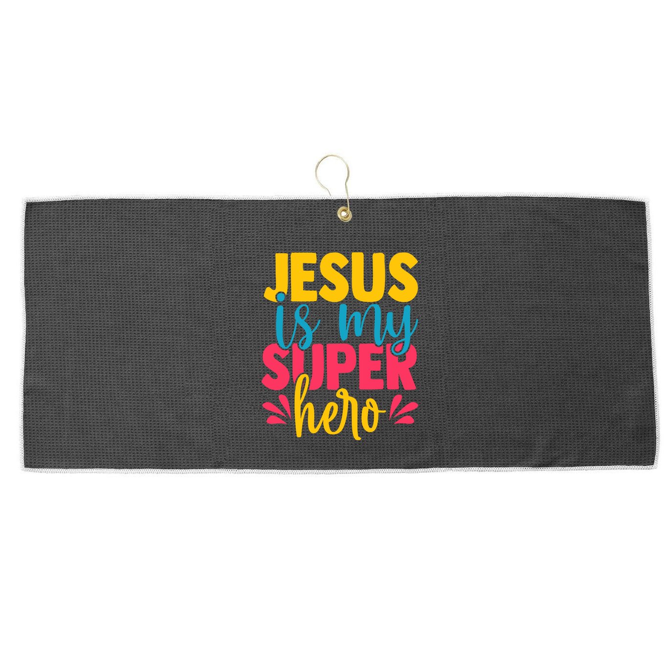 Funny Jesus Is My Superhero Christian Cute Powerful Love God Large Microfiber Waffle Golf Towel