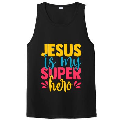 Funny Jesus Is My Superhero Christian Cute Powerful Love God PosiCharge Competitor Tank