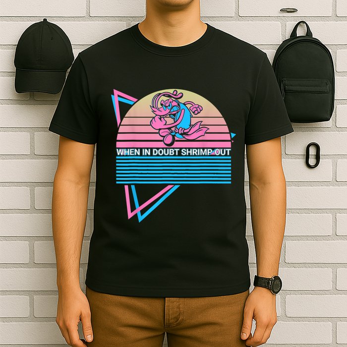 Funny Jiu Jitsu BJJ Retro When In Doubt Shrimp Out T-Shirt