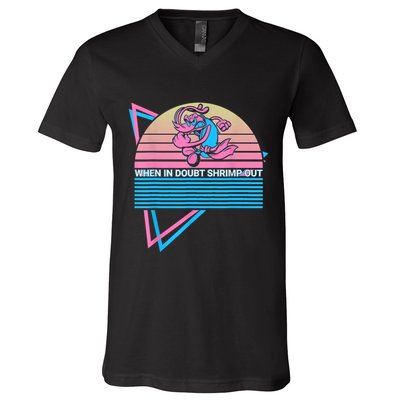 Funny Jiu Jitsu BJJ Retro When In Doubt Shrimp Out V-Neck T-Shirt