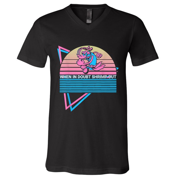 Funny Jiu Jitsu BJJ Retro When In Doubt Shrimp Out V-Neck T-Shirt