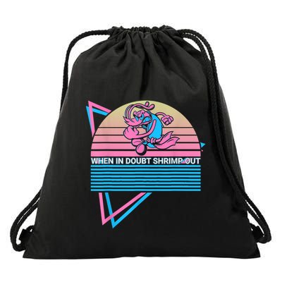 Funny Jiu Jitsu BJJ Retro When In Doubt Shrimp Out Drawstring Bag