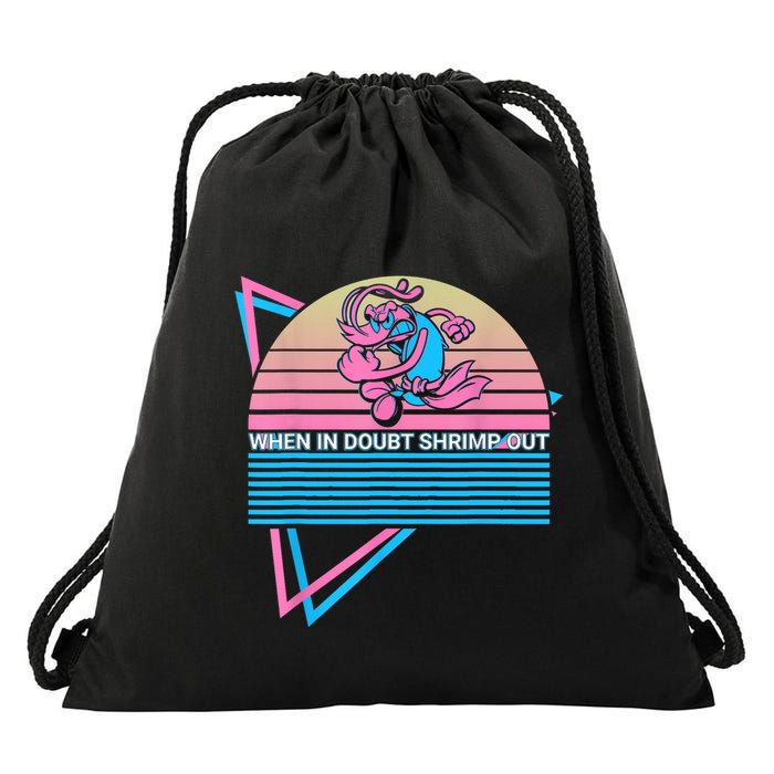 Funny Jiu Jitsu BJJ Retro When In Doubt Shrimp Out Drawstring Bag