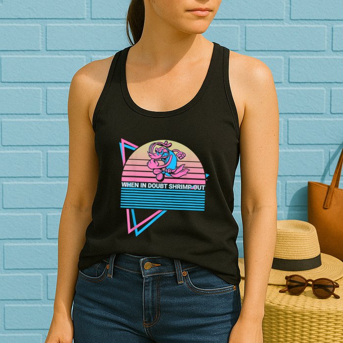 Funny Jiu Jitsu BJJ Retro When In Doubt Shrimp Out Womens Tank Top
