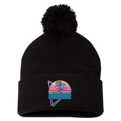 Funny Jiu Jitsu BJJ Retro When In Doubt Shrimp Out Pom Pom 12in Knit Beanie