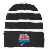 Funny Jiu Jitsu BJJ Retro When In Doubt Shrimp Out Striped Beanie with Solid Band