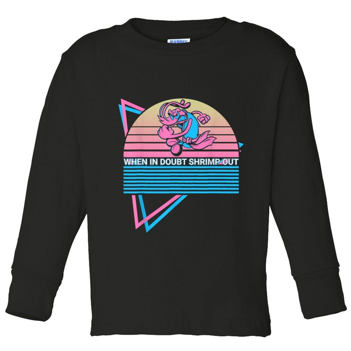 Funny Jiu Jitsu BJJ Retro When In Doubt Shrimp Out Toddler Long Sleeve Shirt