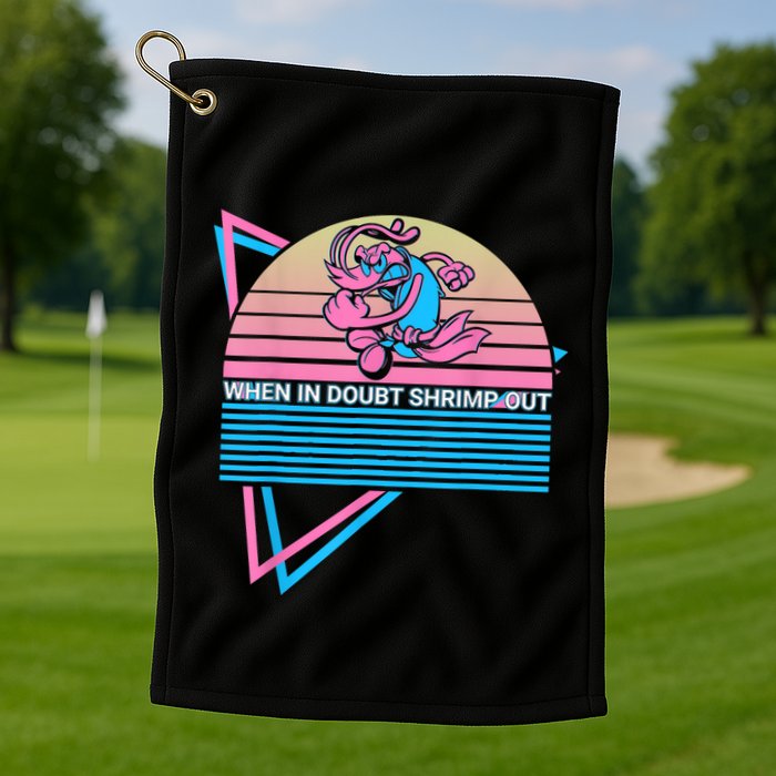 Funny Jiu Jitsu BJJ Retro When In Doubt Shrimp Out Golf Towel