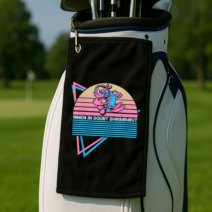 Funny Jiu Jitsu BJJ Retro When In Doubt Shrimp Out Golf Towel