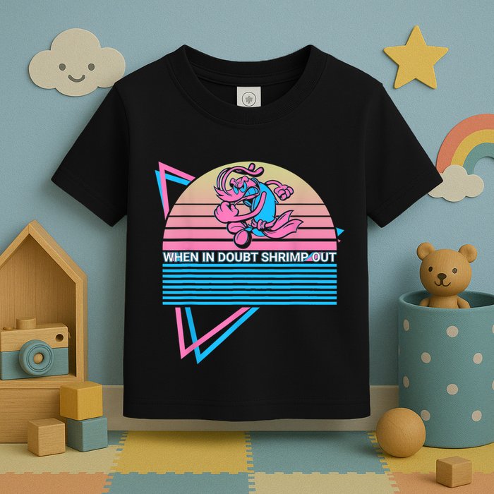 Funny Jiu Jitsu BJJ Retro When In Doubt Shrimp Out Toddler T-Shirt