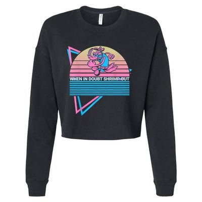Funny Jiu Jitsu BJJ Retro When In Doubt Shrimp Out Cropped Pullover Crew