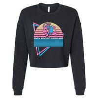 Funny Jiu Jitsu BJJ Retro When In Doubt Shrimp Out Cropped Pullover Crew