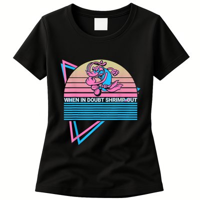 Funny Jiu Jitsu BJJ Retro When In Doubt Shrimp Out Womens T-Shirt
