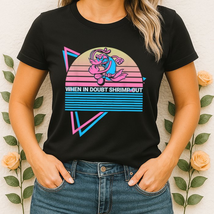 Funny Jiu Jitsu BJJ Retro When In Doubt Shrimp Out Womens T-Shirt