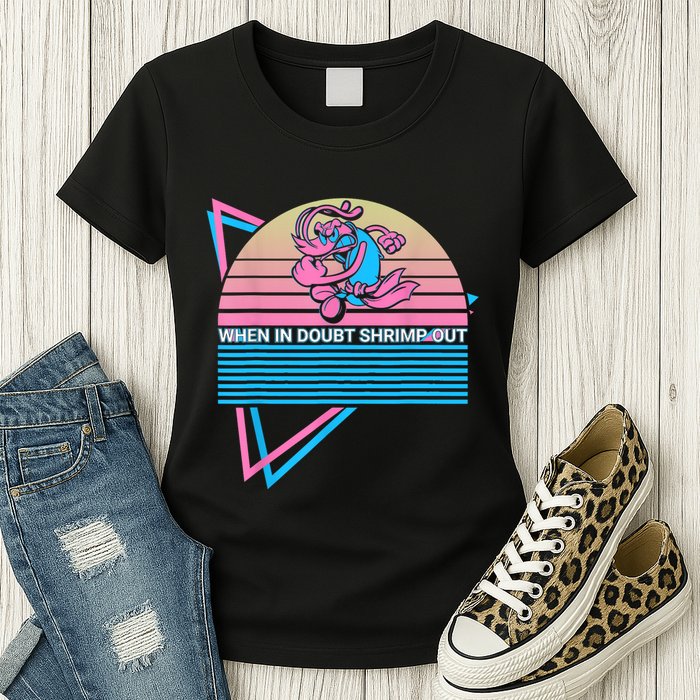 Funny Jiu Jitsu BJJ Retro When In Doubt Shrimp Out Womens T-Shirt
