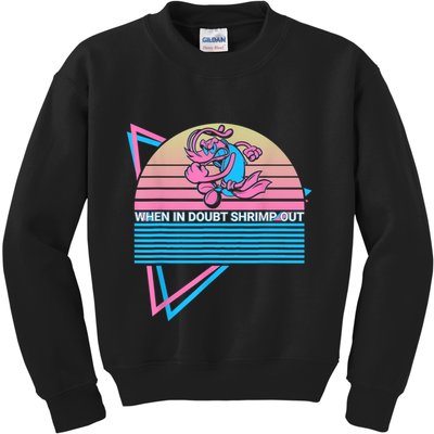 Funny Jiu Jitsu BJJ Retro When In Doubt Shrimp Out Kids Sweatshirt