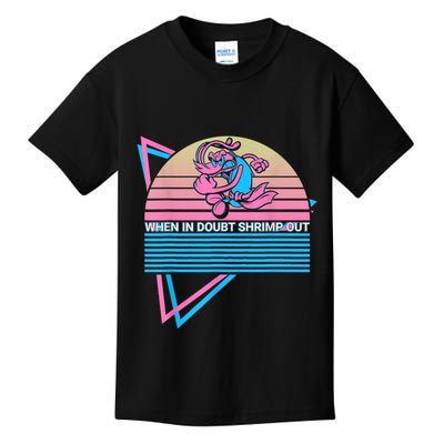 Funny Jiu Jitsu BJJ Retro When In Doubt Shrimp Out Kids T-Shirt