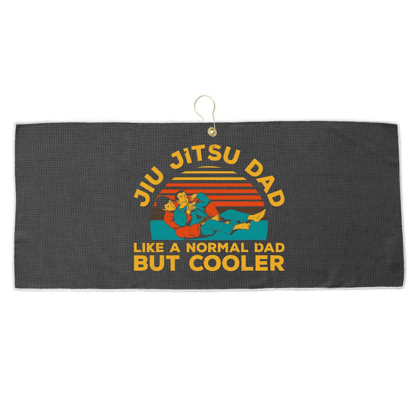 Funny Jiu Jitsu Dad For Brazilian Jiu Jitsu Lover Large Microfiber Waffle Golf Towel