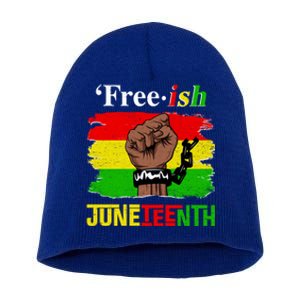 Freeish Juneteenth June 19 Fist Breaking Black Gift Short Acrylic Beanie