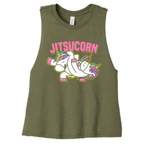 Funny Jiu Jitsu Cute Unicorn Self Defense Women's Racerback Cropped Tank