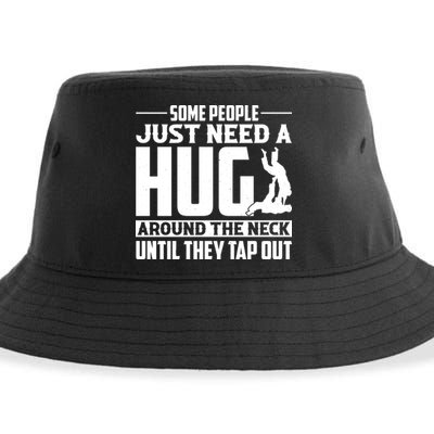 Funny Jiu Jitsu Some People Just Need A Hug Around The Neck Sustainable Bucket Hat