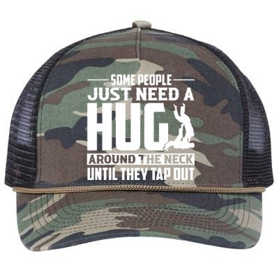 Funny Jiu Jitsu Some People Just Need A Hug Around The Neck Retro Rope Trucker Hat Cap