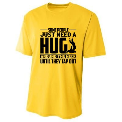 Funny Jiu Jitsu Some People Just Need A Hug Around The Neck Youth Performance Sprint T-Shirt