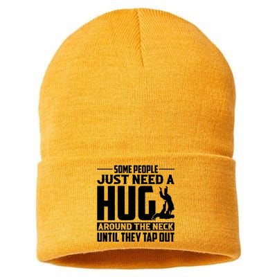 Funny Jiu Jitsu Some People Just Need A Hug Around The Neck Sustainable Knit Beanie