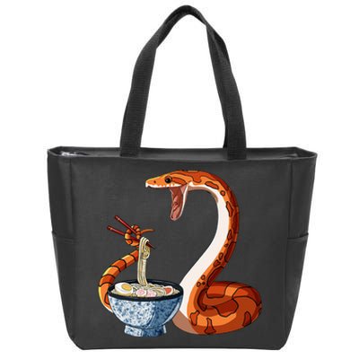 Funny Japanese Kawaii Ramen Corn Snake Zip Tote Bag