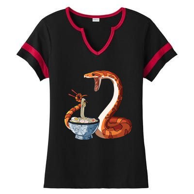 Funny Japanese Kawaii Ramen Corn Snake Ladies Halftime Notch Neck Tee