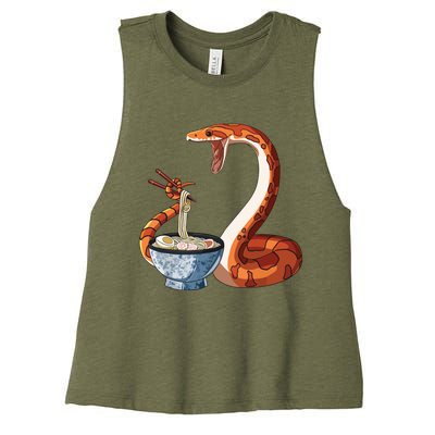 Funny Japanese Kawaii Ramen Corn Snake Women's Racerback Cropped Tank