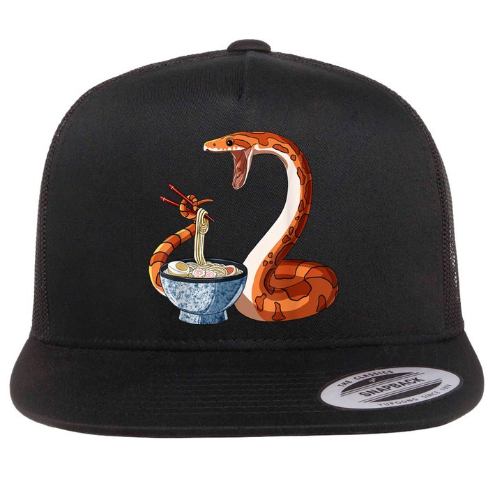 Funny Japanese Kawaii Ramen Corn Snake Flat Bill Trucker Hat