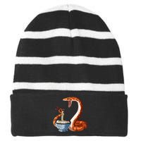 Funny Japanese Kawaii Ramen Corn Snake Striped Beanie with Solid Band