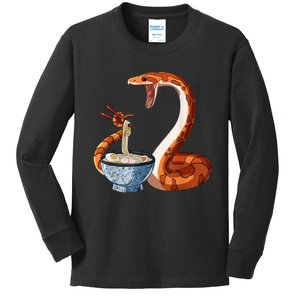 Funny Japanese Kawaii Ramen Corn Snake Kids Long Sleeve Shirt