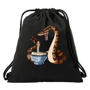 Funny Japanese Kawaii Ramen Snake Ball Python Drawstring Bag