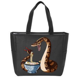 Funny Japanese Kawaii Ramen Snake Ball Python Zip Tote Bag