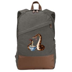 Funny Japanese Kawaii Ramen Snake Ball Python Cotton Canvas Backpack