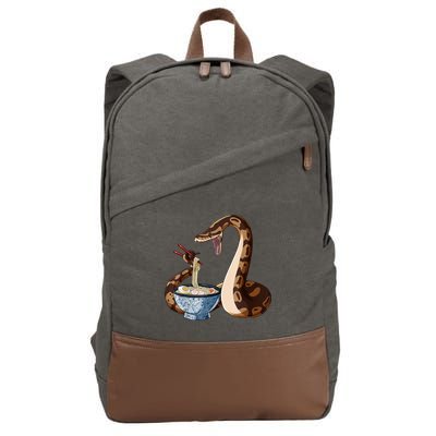 Funny Japanese Kawaii Ramen Snake Ball Python Cotton Canvas Backpack