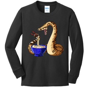 Funny Japanese Kawaii Ramen Noodles Snake Boa Constrictor Kids Long Sleeve Shirt