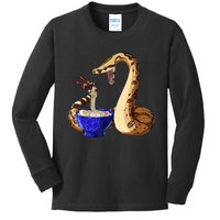 Funny Japanese Kawaii Ramen Noodles Snake Boa Constrictor Kids Long Sleeve Shirt