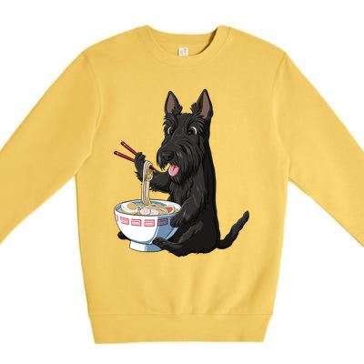 Funny Japanese Kawaii Ra Scottie Dog Scottish Terrier Gift Premium Crewneck Sweatshirt