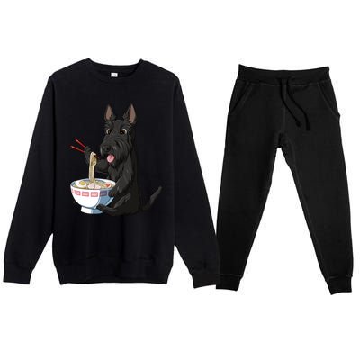 Funny Japanese Kawaii Ra Scottie Dog Scottish Terrier Gift Premium Crewneck Sweatsuit Set