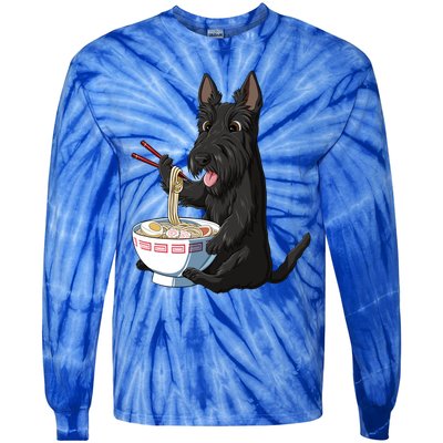 Funny Japanese Kawaii Ra Scottie Dog Scottish Terrier Gift Tie-Dye Long Sleeve Shirt