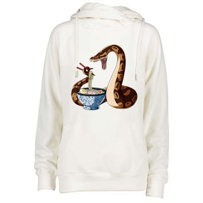 Funny Japanese Kawaii Ramen Snake Cute Ball Python Womens Funnel Neck Pullover Hood