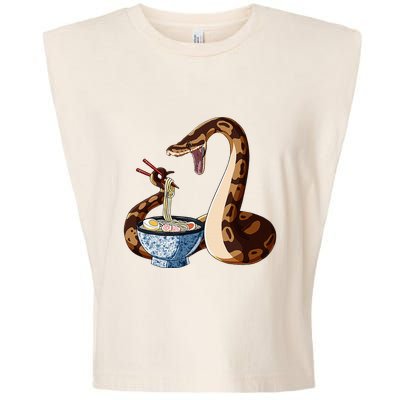 Funny Japanese Kawaii Ramen Snake Cute Ball Python Garment-Dyed Women's Muscle Tee
